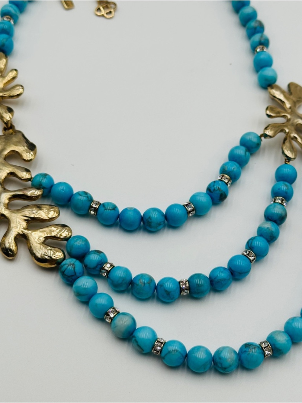Oscar de la Renta Natural Turquoise statement necklace circa early 2000's - Picture 9 of 9